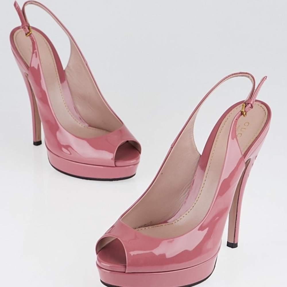 Gucci  Rose Patent Leather Sling-Back
